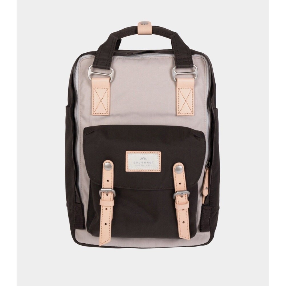 NEW Doughnut Macaroon Backpack 16L Leather Trim Water Resistant Ivory & Espresso